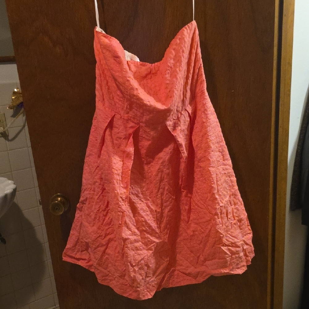 J. Crew Strapless Dress in Vibrant Pink